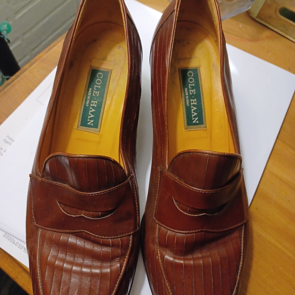 Cole Haan City Women's Brown Leather Heeled Penny Loafers Dress Shoes